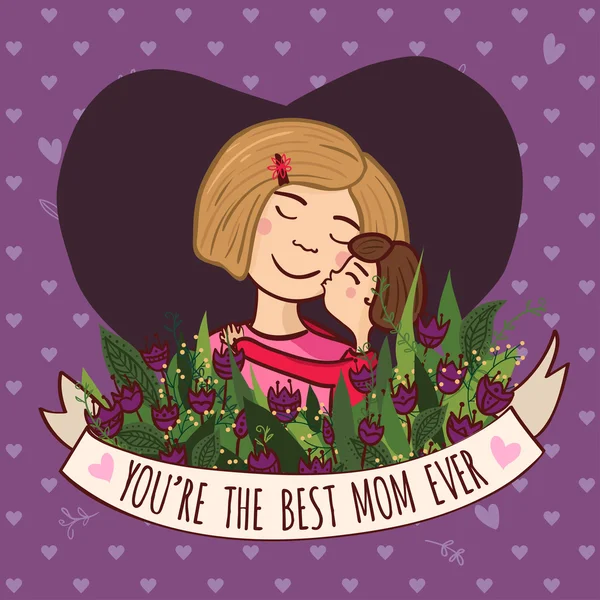 Tarjeta de felicitación para mamá rubia con amor Gráficos Vectoriales