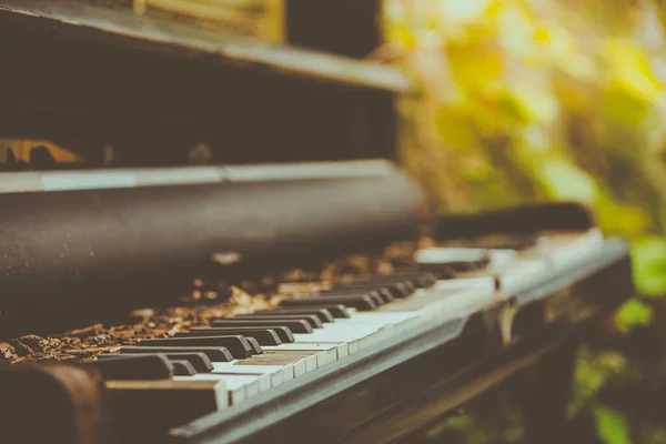 Altes Klavier Garden Soft Focus Vintage Style — Stockfoto