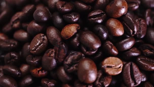 Κλείσε Τους Κόκκους Καφέ Τους Αρωματικούς Κόκκους Καφέ Όλη Σύνθεση — Αρχείο Βίντεο