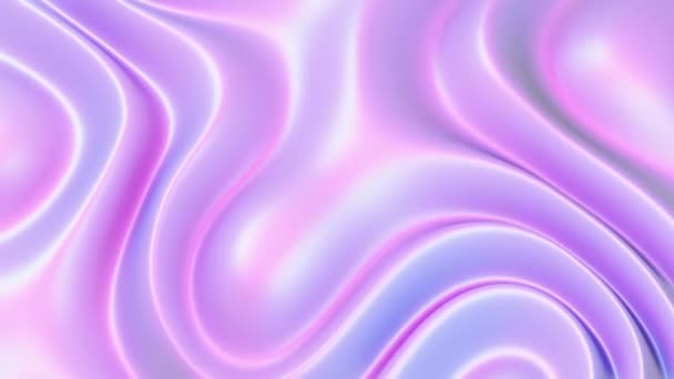 ループスタイリッシュな3D抽象色波滑らかなシルク 概念多色液体パターン パープルブルー波反射面マクロ — ストック動画