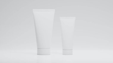 Yaratıcı minimalistik kozmetik ambalaj plastik maketi. Marka ve etiket için bir model. 3 Boyutlu Hazırlama