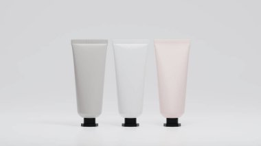 Yaratıcı minimalistik kozmetik ambalaj plastik maketi. Marka ve etiket için bir model. 3 Boyutlu Hazırlama