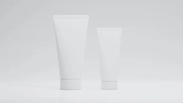Criativa minimalista tiro embalagem cosmética plástico simular. Mock-up para branding e etiqueta. Renderização 3D — Fotografia de Stock