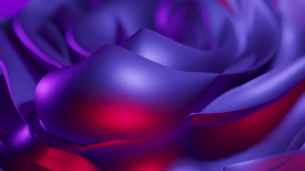 Looped Stijlvolle 3D Abstract Kleur golvende gladde zijde. Onderwerp Meerkleurig vloeibaar patroon. Purple Blue Wave Reflectie Oppervlakte Macro. — Stockvideo