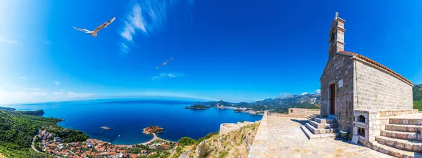 Igreja Santa Sava Sveti Stefan Panorama Montenegro — Fotografia de Stock