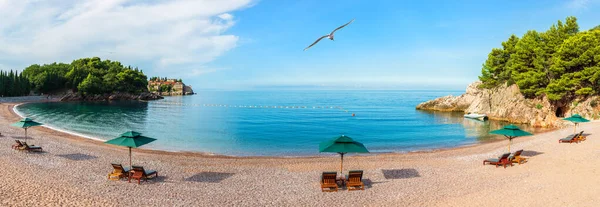 Beau Panorama Sur Plage Côté Île Sveti Stefan Riviera Budva — Photo