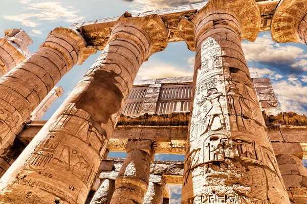 Kolumny Wielkiej Świątyni Amona Karnak Luxor Egipt — Zdjęcie stockowe