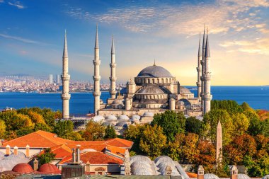 İstanbul Mavi Camii, ünlü ziyaret yeri, Türkiye.