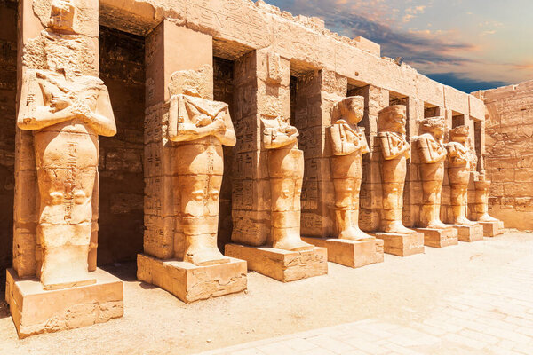 Statues of the Great Temple of Amun, Karnak Temple, Luxor, Egypt.