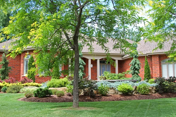 Hermosa casa ejecutiva con paisajismo verde — Foto de Stock