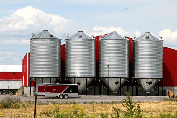 Metal grain facility on a farm — Stock Photo, Image