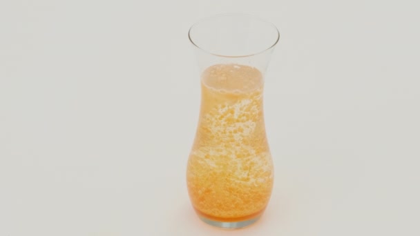 白い背景のガラス花瓶のオレンジ溶岩ランプ効果 スローモーション — ストック動画