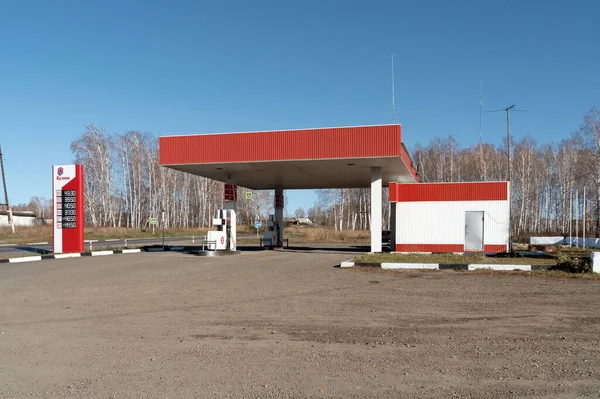 Shila Krasnoyarsk Territory October 2019 Road Side Gas Station Located — 图库照片