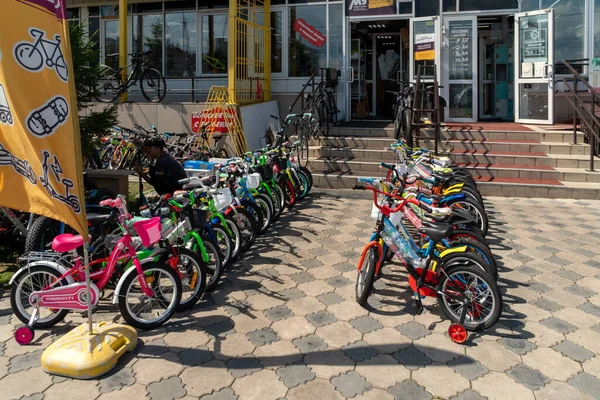 Krasnoyarsk Krasnoyarsk Region July 2021 Children Bicycles Displayed Sale Rent — Stock Photo, Image