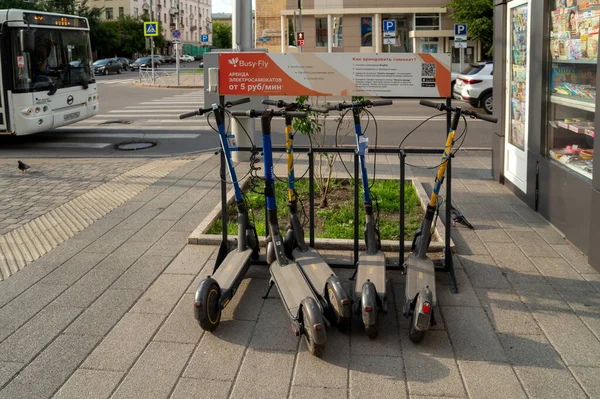 Krasnoyarsk Krasnoyarsk Region July 2021 Parking Electric Scooters Karl Marx — Stock Photo, Image