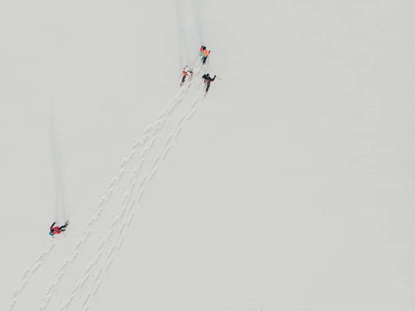 Aerial Snowshoe Walker Outdoor Winter Activity Healthy Lifestyle Winter Sport — Stock Photo, Image