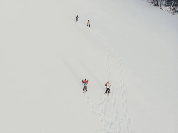 Aéreo Caminhante Sapatos Neve Atividade Inverno Livre Estilo Vida Saudável — Fotografia de Stock