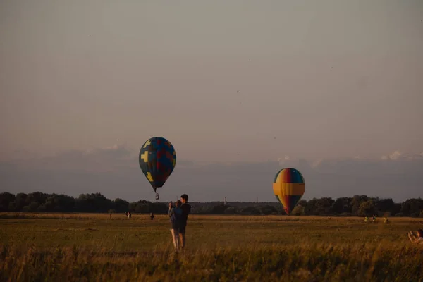 Colorful Hot Air Balloons Flying Balloon Festival Balloon Backdrop Sky — Stock Photo, Image