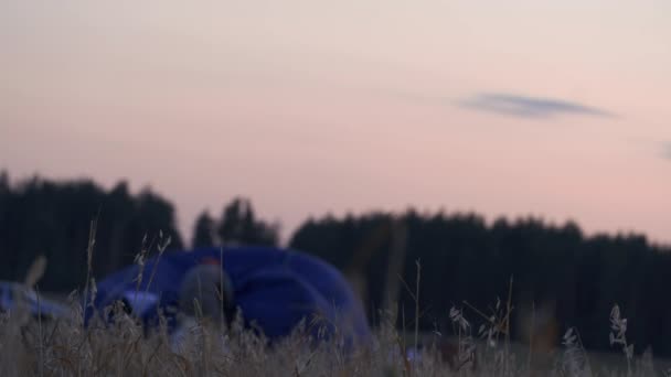 Ein Mann Hebt Bei Einem Ballonfestival Einen Riesigen Luftballon Die — Stockvideo