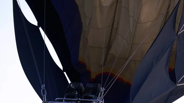 Pilot Adjusting Flame Hot Air Balloon Hot Air Balloon Inflating — Stock Photo, Image