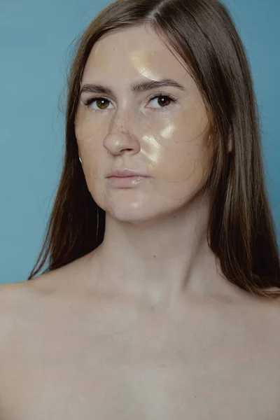 Szemkötős Bőrápolás Női Szépség Higiénia Testápolás Alkalmazza Szemfedők Alatt Szemfedő — Stock Fotó