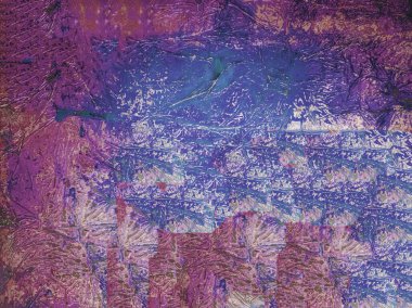 Paslı metal duvardaki kırık boyanın yakın plan ayrıntıları. Çatlamış eski metal dokusu. 