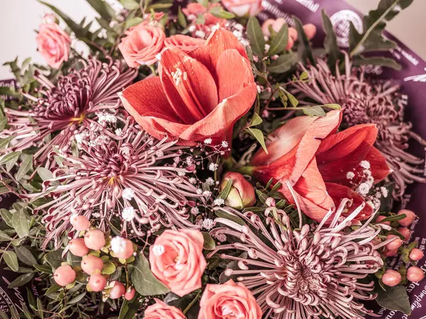 Fresh mixed colorful flower arrangement.