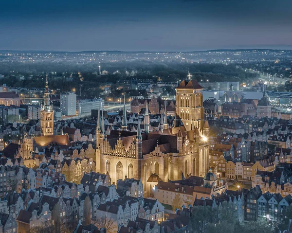 Gdansk Centro Storico Notte — Foto Stock