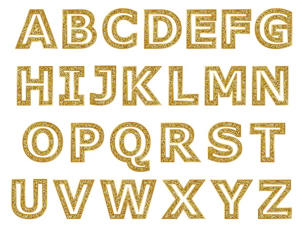 Alphabet, Golden metallic shiny letters — Stock Vector