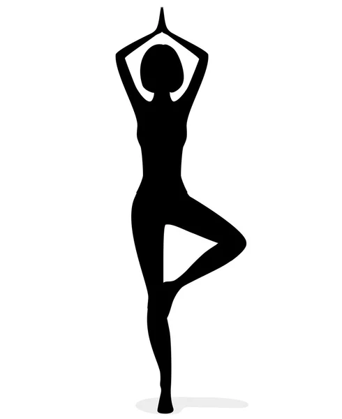 年轻女子练习瑜伽的轮廓 — 图库矢量图片
