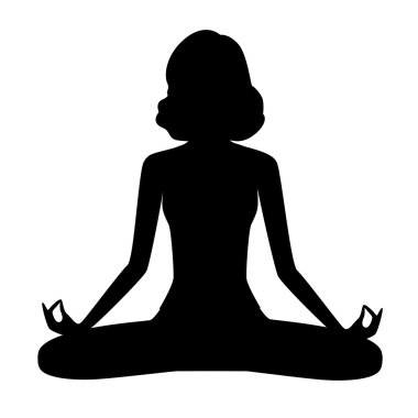 Siluet Genç kadın yoga yapıyor.