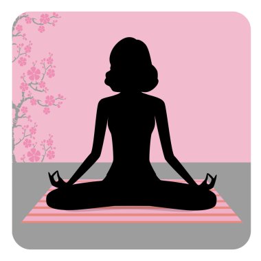 pratik yoga genç bir kadın silueti