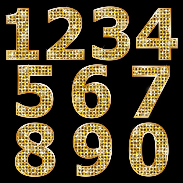 Golden metallic shiny numbers — Wektor stockowy