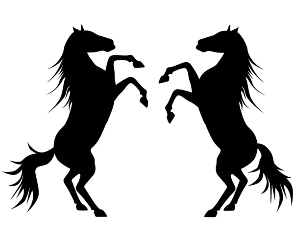 Silueta dos caballos — Vector de stock