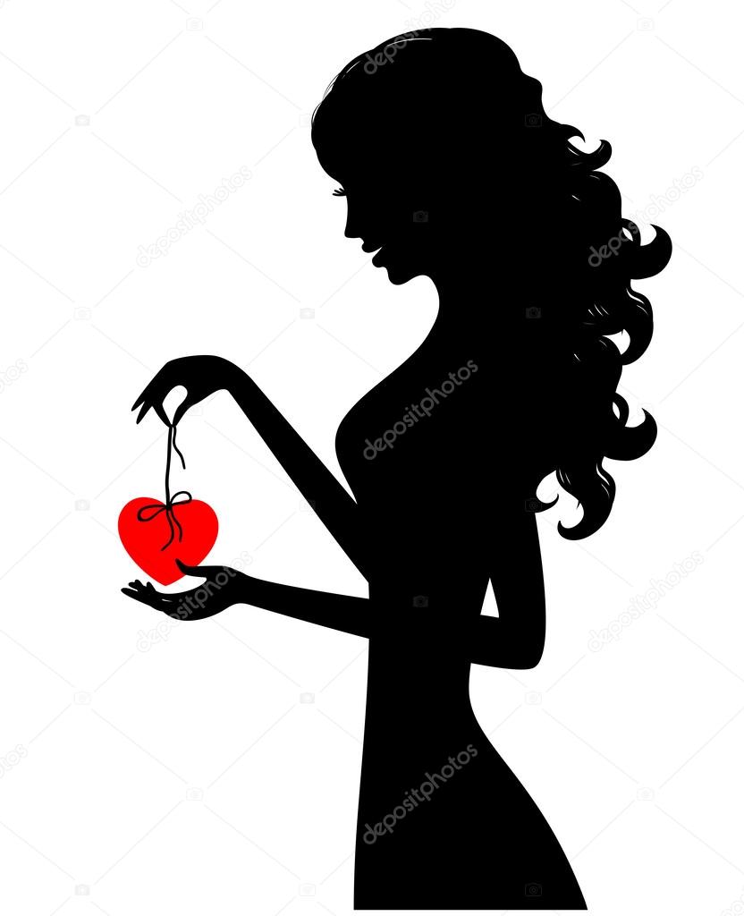 Silhouette of a girl with heart