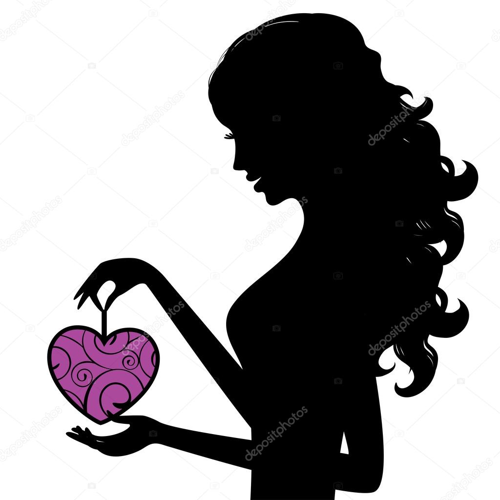 Silhouette of a girl with heart