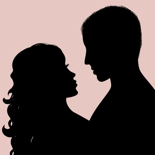 Silhouette a happy couple — Stock Vector