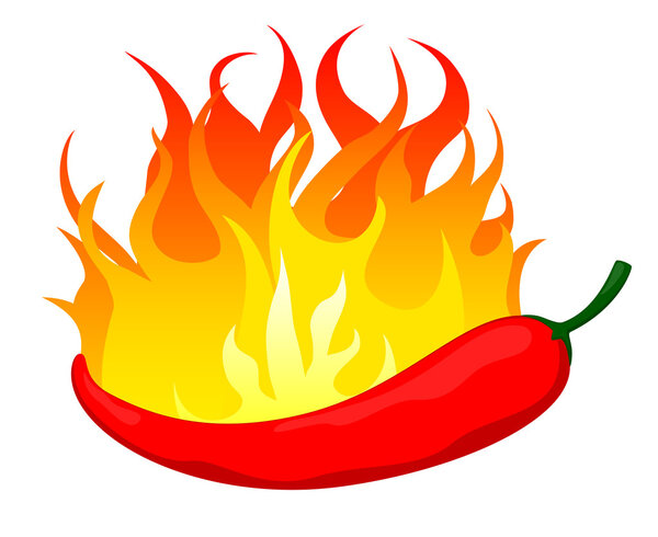 Hot chili pepper in fire