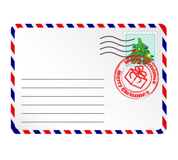 Brief an den Weihnachtsmann mit Briefmarken und Briefmarke — Stockvektor