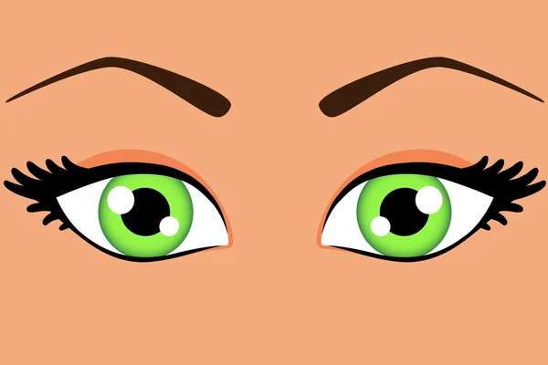 Ojos verdes femeninos — Vector de stock