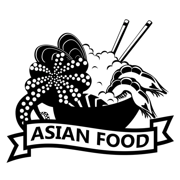 Asiatisk mat, logo – stockvektor
