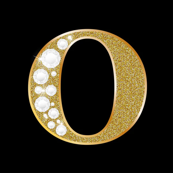 字母 O 的黄金和钻石 — 图库矢量图片