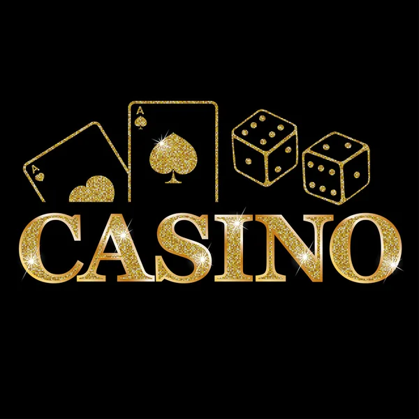 Casino - altın amblem veya rozeti — Stok Vektör