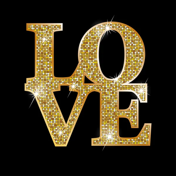 Kärlek, guld bokstäver — Stock vektor