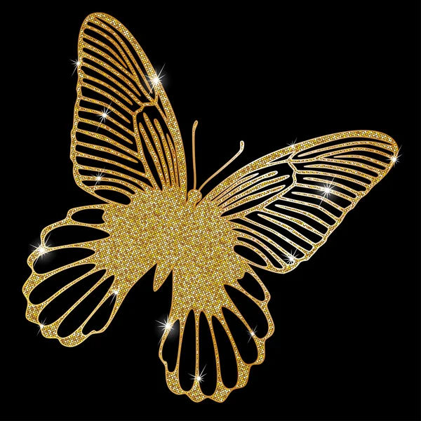 Mariposa de encaje dorado — Vector de stock