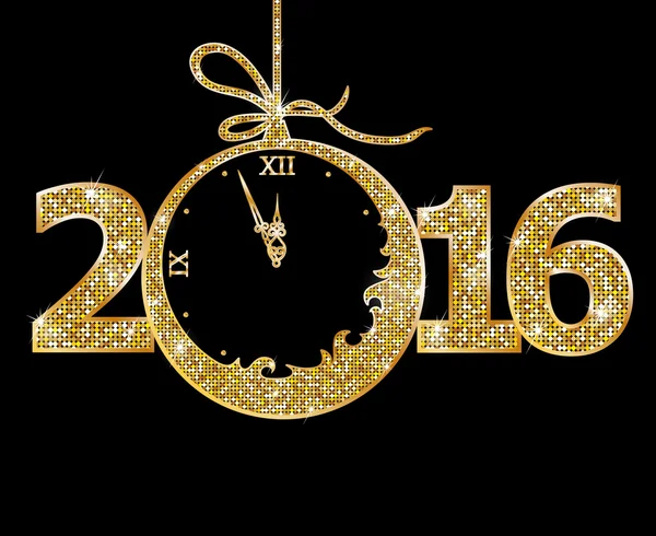 New Year Clock 2016 — Stock Vector