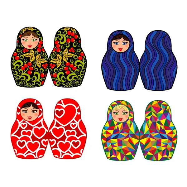 Muñecas rusas - matryoshka, set — Vector de stock