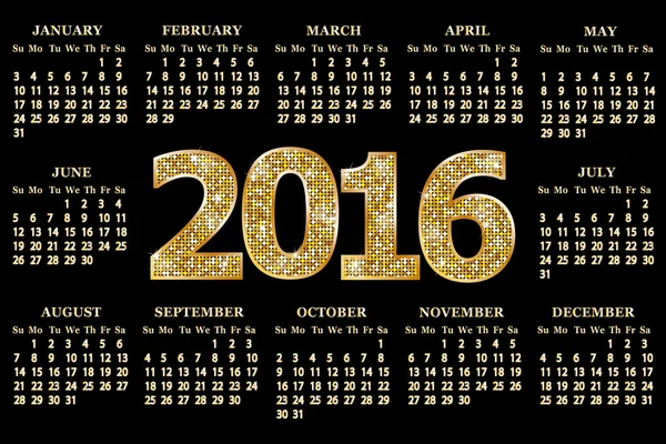 Kalendář 2016 — Stockový vektor