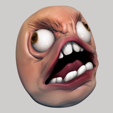 Trollface Rage. Internet meme 3d illustration clipart