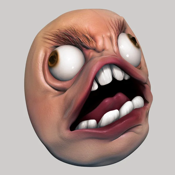 Trollface 愤怒。互联网 meme 3d 图 — 图库照片